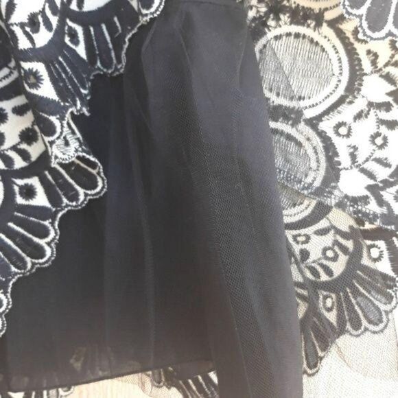 Vtg Artsy Western Ruffled Scalloped Eyelet Lace Tulle Full Skirt Tank Dress Sz 0 - Picture 6 of 8